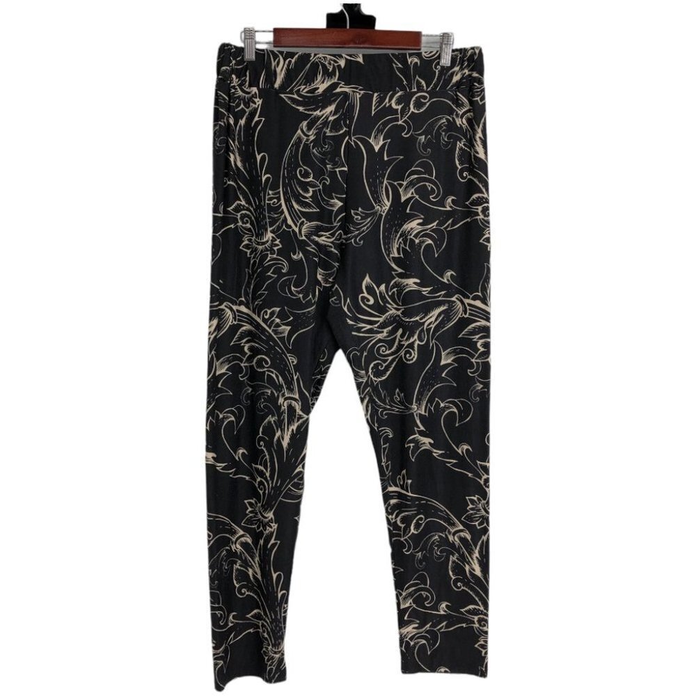 Relevate Designs Black & tan Baroque Abstract Pattern Leggings Stretchy size 1x